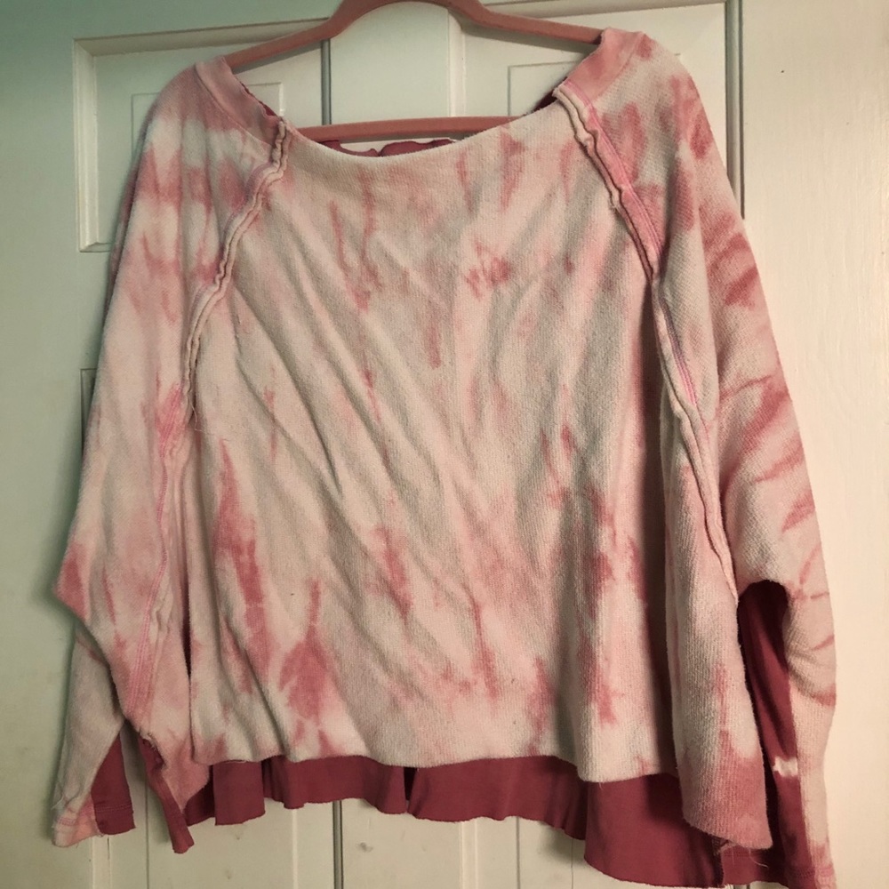 Free People Pink Tie Dye Sweatshirt Top